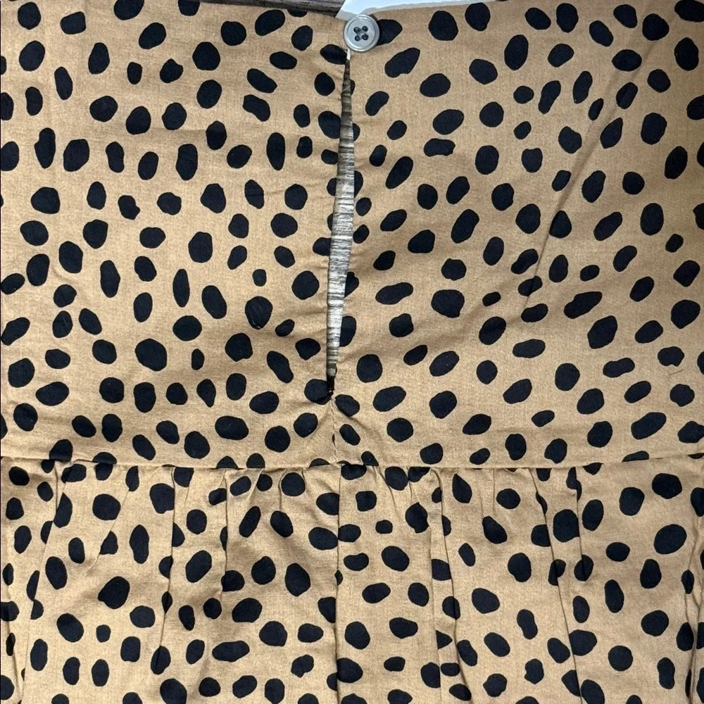 J. Crew Tan and Black Polka Dot Ruffle Sleeve Camisole